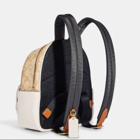 Authentic COACH Leather /coated signature canvas 3 zips Sm backpack - Picture 14 of 16